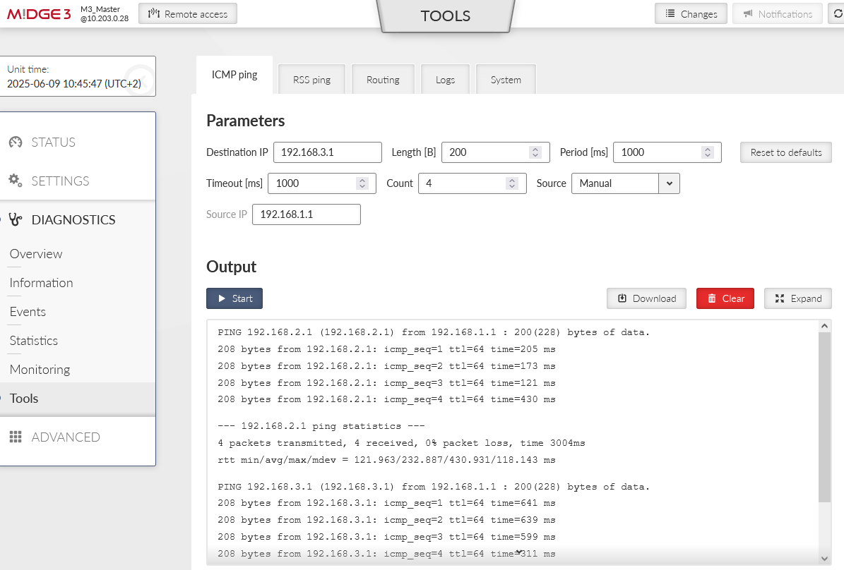 M3_Master ICMP ping to both clients
