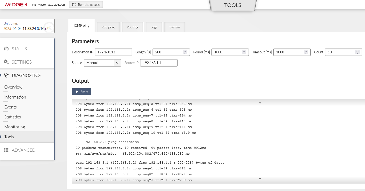 ICMP accessibility test