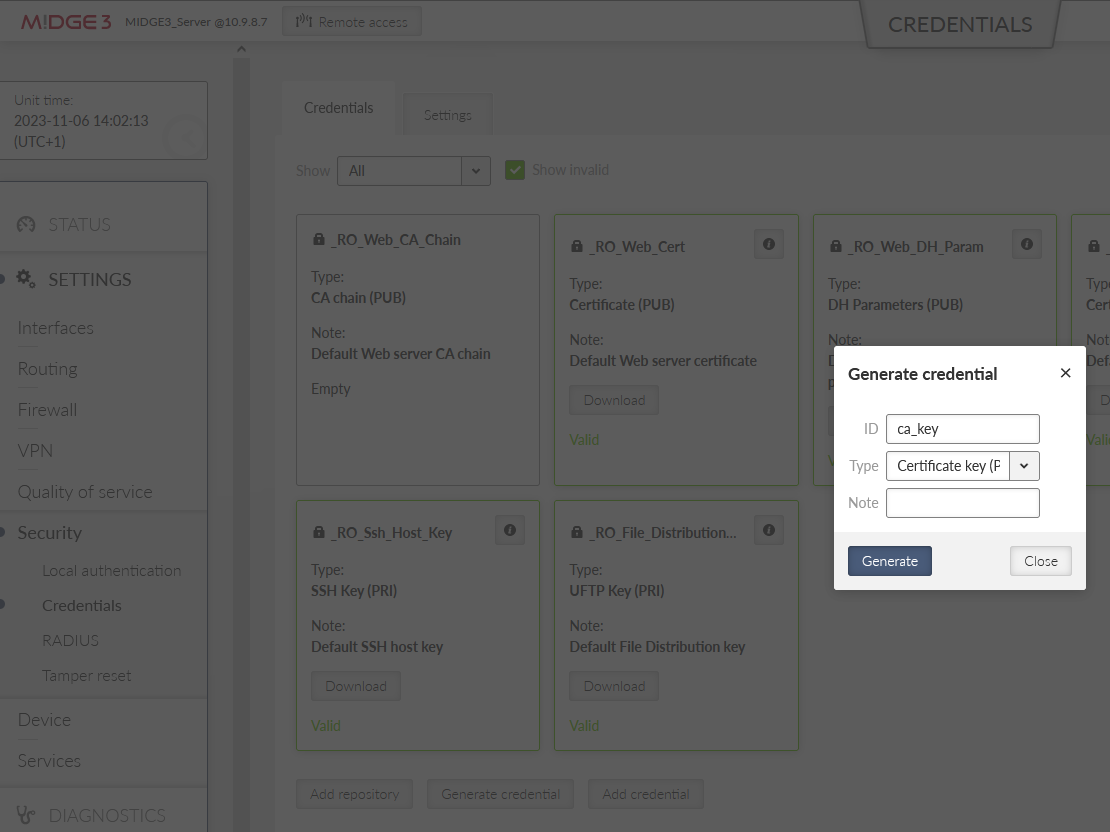 MIDGE3_Server Generating the CA key