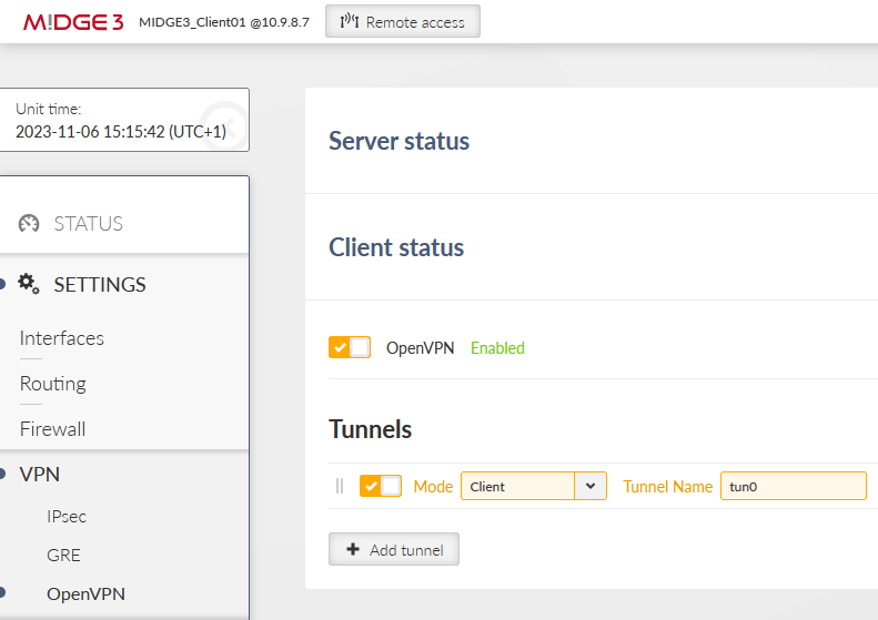 MIDGE3_Client01 OpenVPN settings