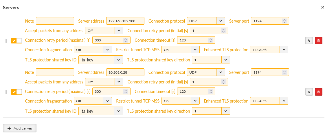 MIDGE3_Client01 List of servers