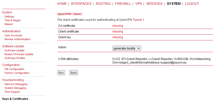 Generating new certificates in M!DGE2