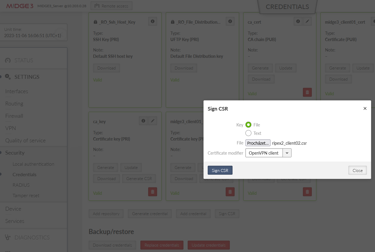 MIDGE3_Server Signing 2nd client’s CSR