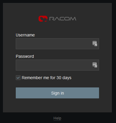 RACOM Branding login page