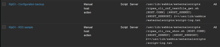 RipEX scripts in Zabbix