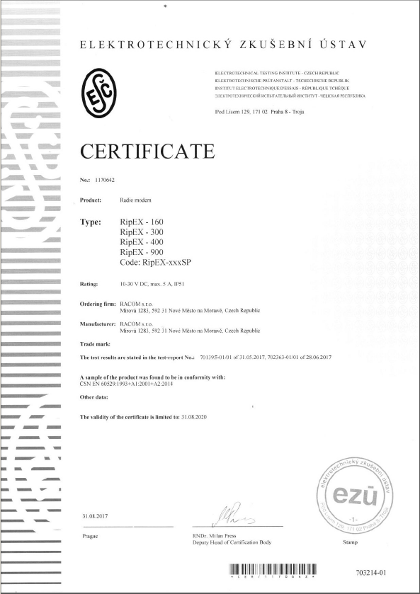 EZU Certificate IP51