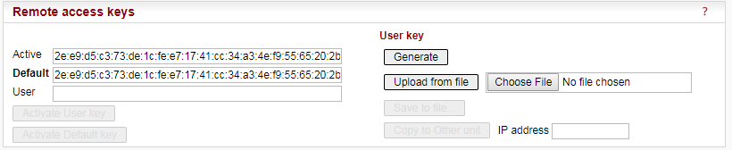 Menu Maintenance Remote access keys