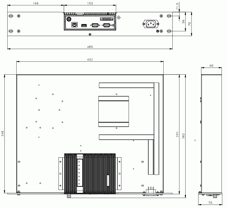 19" Rack shelf – dimensions