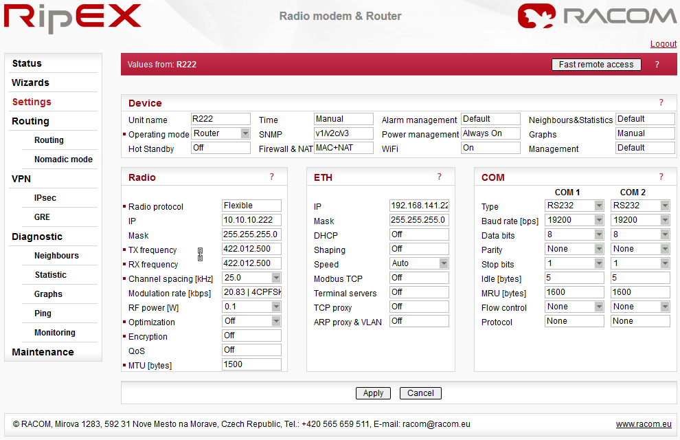 Menu Settings