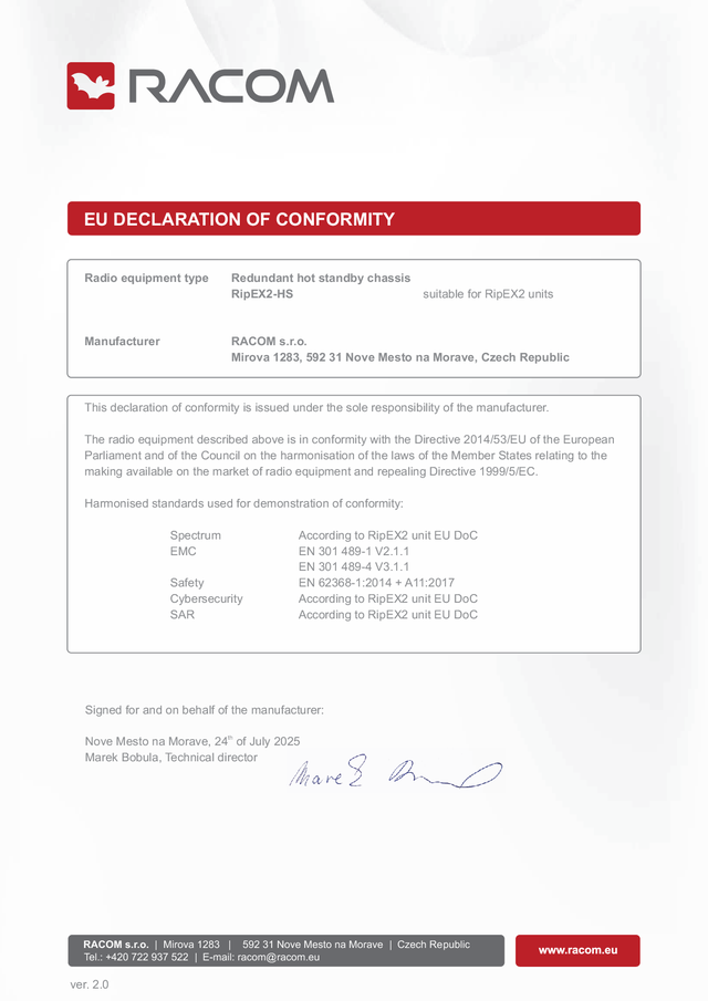EU Declaration of Conformity RED