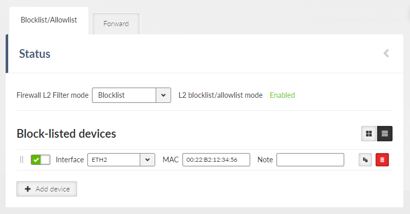 SETTINGS > Firewall > L2