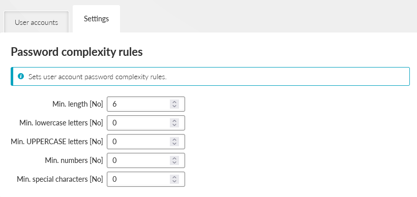 SETTINGS > Security > Local authentication > Settings