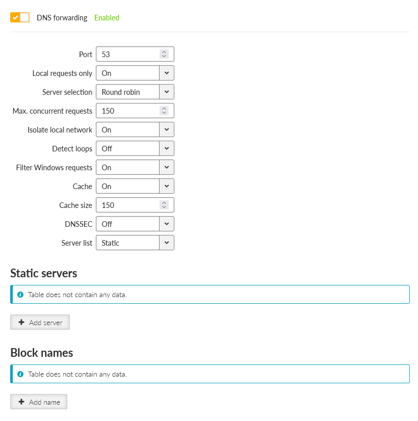 SETTINGS > Services > DNS