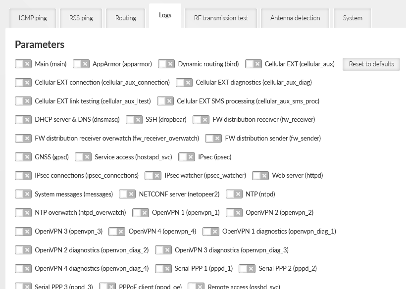 DIAGNOSTICS > Tools > Logs