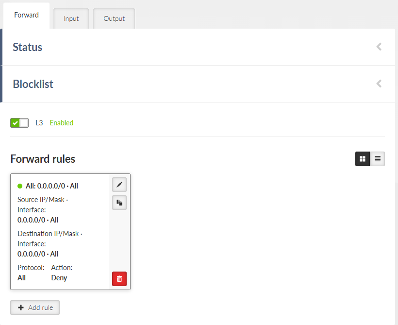 SETTINGS > Firewall > L3