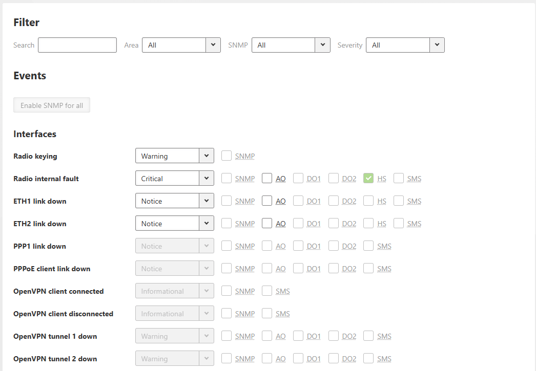 SETTINGS > Device > Events