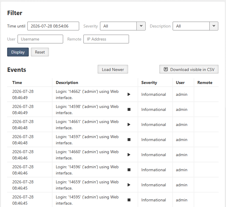 DIAGNOSTICS > Events