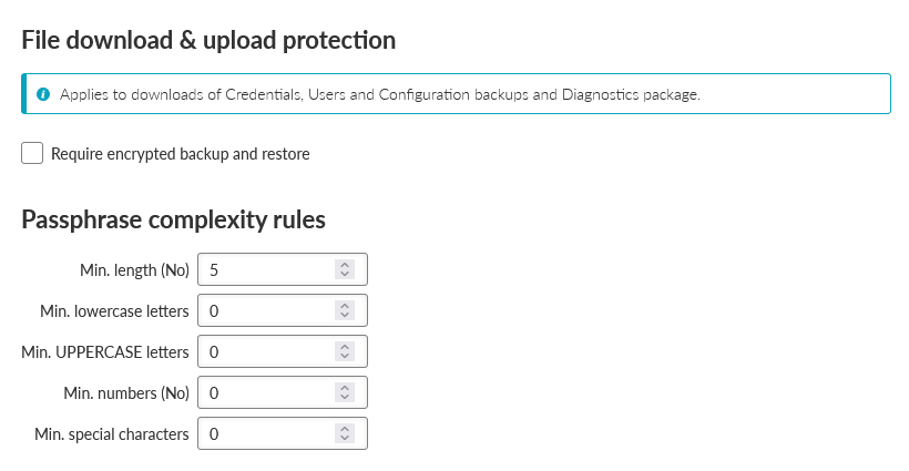 SETTINGS > Security > Policy