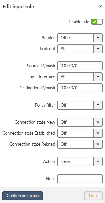 SETTINGS > Firewall > L3 input