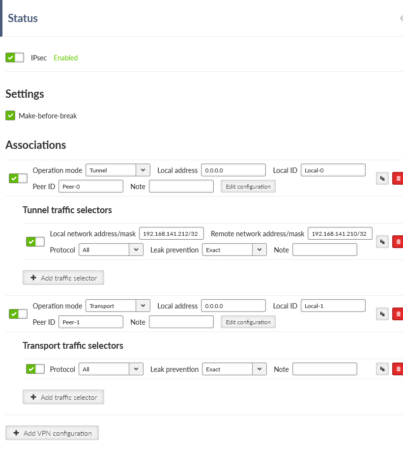 SETTINGS > VPN > IPsec