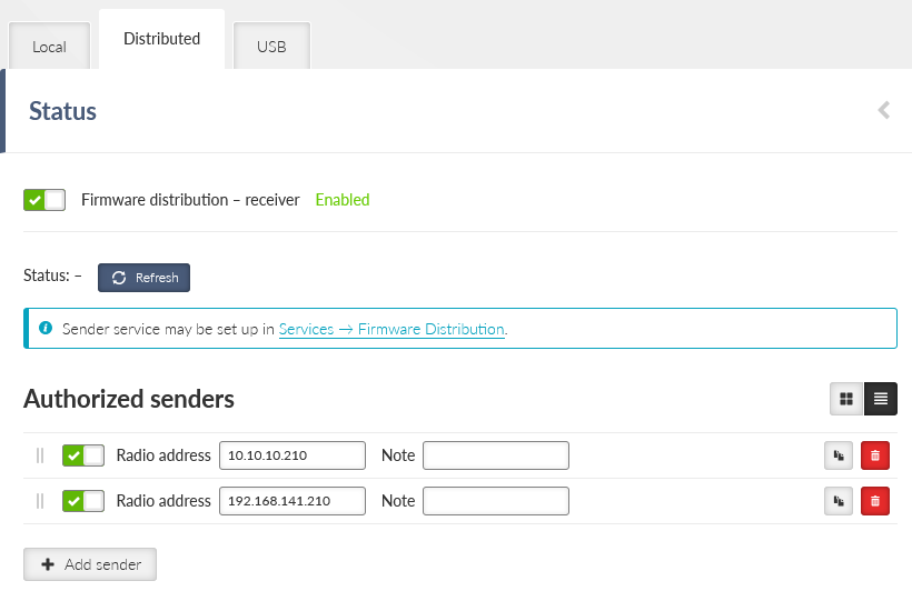 SETTINGS > Device > Firmware > Distributed