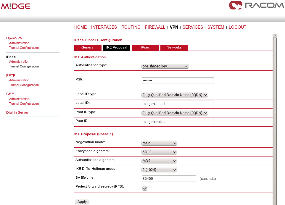 Client's IPsec IKE Proposal