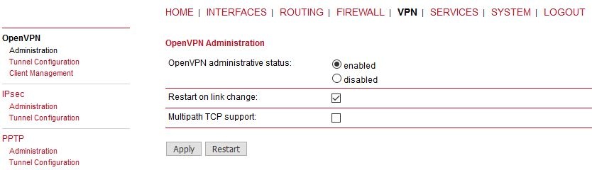 Enabling OpenVPN server