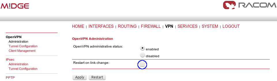 Enabling OpenVPN server