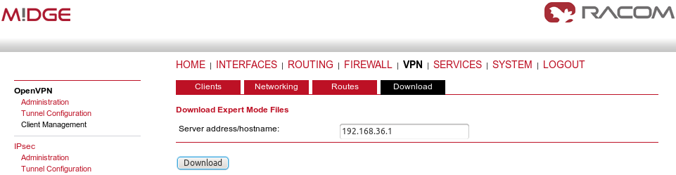 OpenVPN server – Downloading expert file