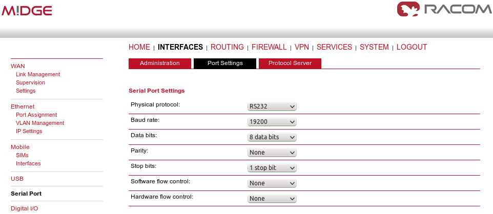 Port settings