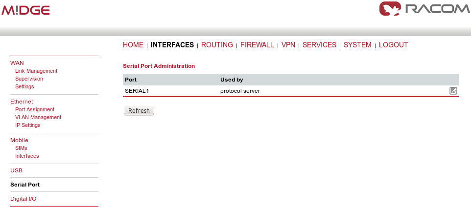 Serial Port configuration