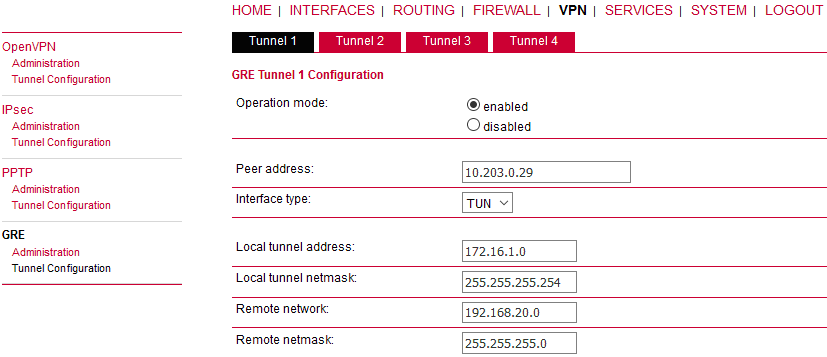 TUN mode, 10.203.0.28 unit