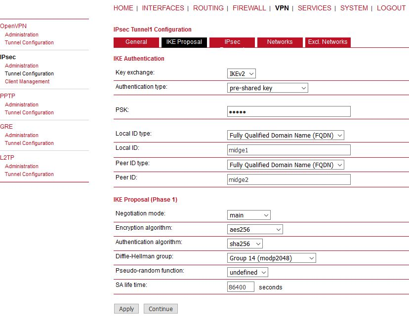 M!DGE2 A – IPsec IKE Proposal