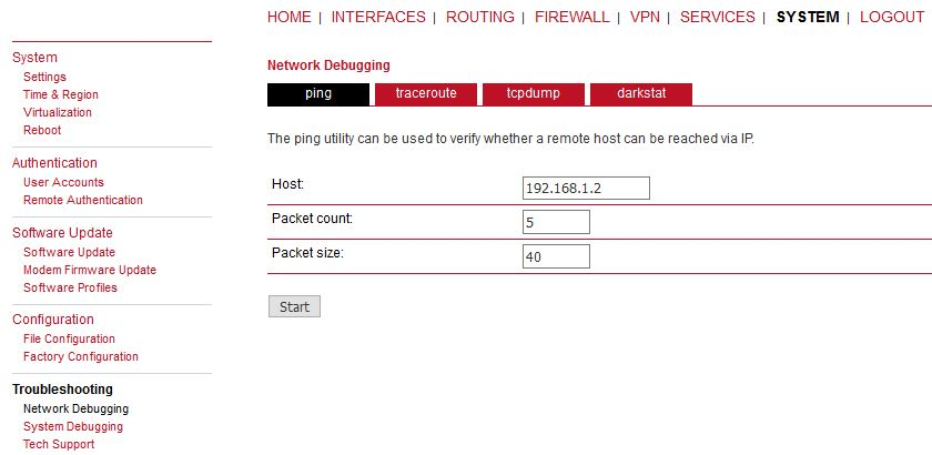 PING to remote unit