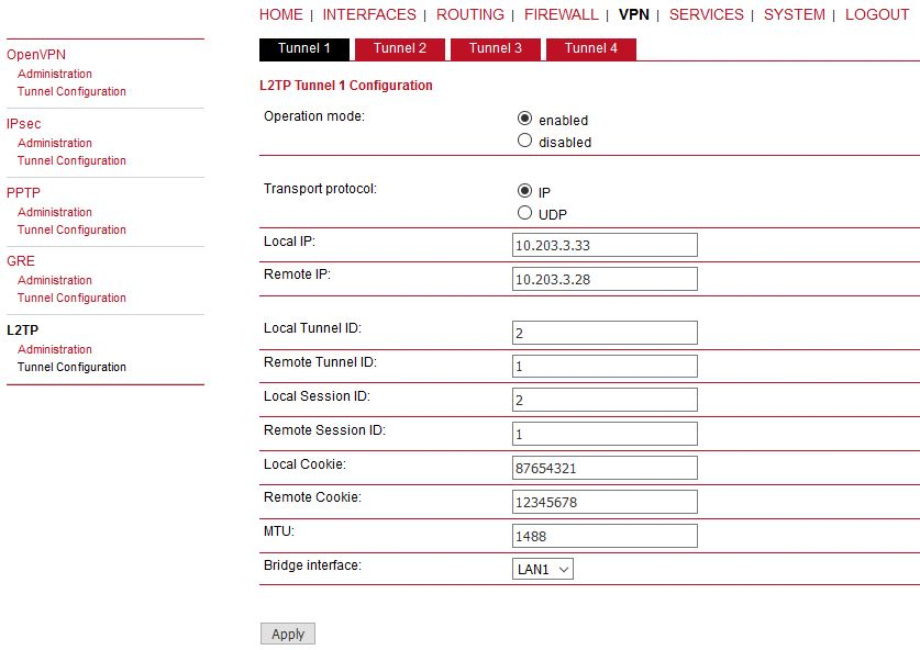 M!DGE2 A - L2TP configuration