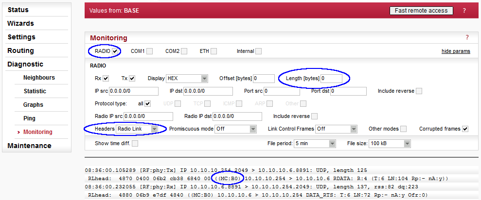 Radio channel Monitoring – Modulation rate (B – 16DEQAM, 0 – no FEC)