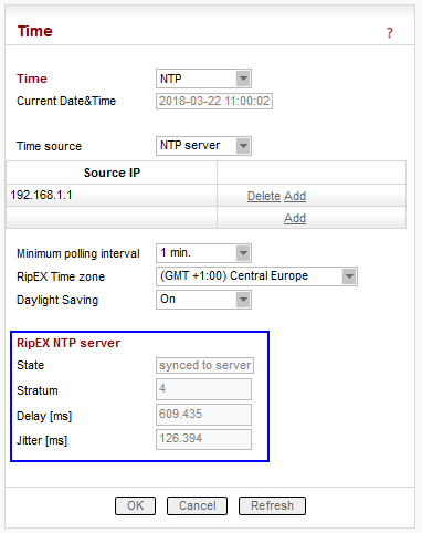 NTP Synchronization status