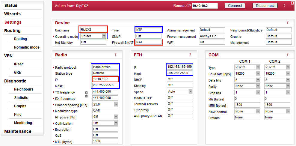 RipEX2 Settings