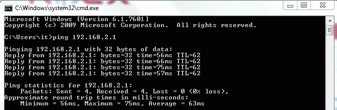 Ping results (Basic configuration)