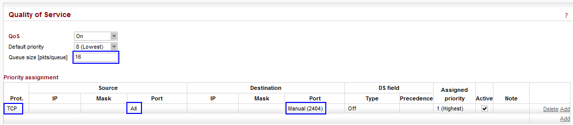 RipEX-Base QoS settings