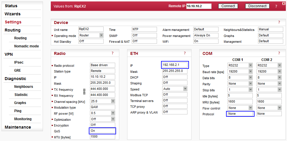 Remote RipEX Configuration