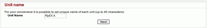 Wizard menu – Unit name