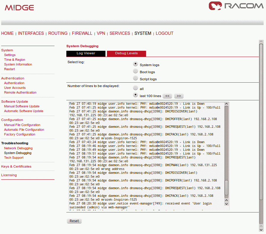 M!DGE Log Viewer