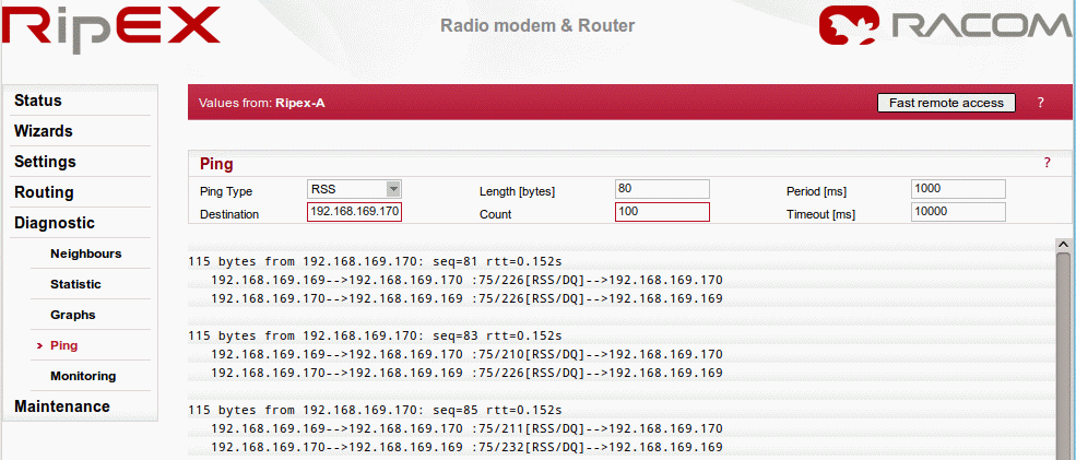 Ping on-line report