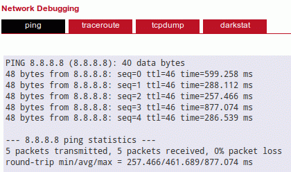 Ping results