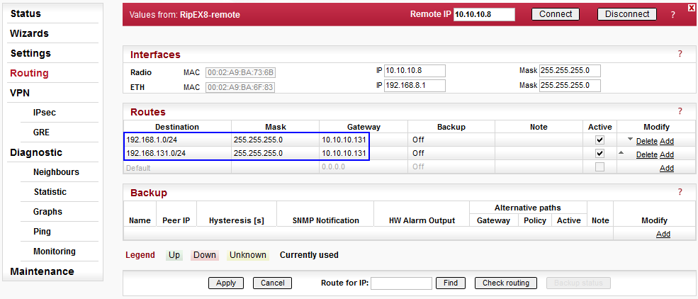 RipEX8-remote Settings