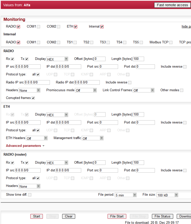 Menu Monitoring