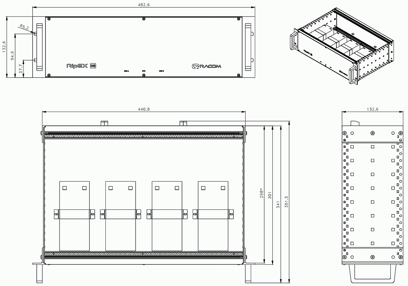 RipEX-HSB dimensions [mm]