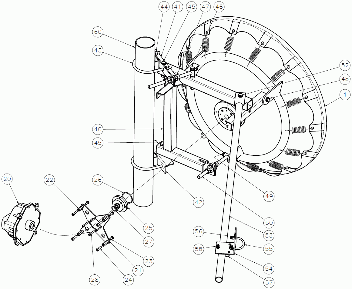 Montážní schéma antény Arkivator, 120 cm
