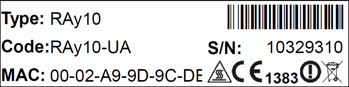 Výrobní štítek RAy10-xA